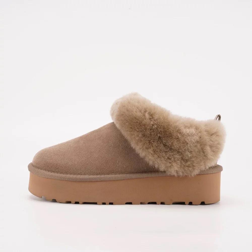 Classic Winter Women Platform Boots Lady Real Sheepskin Leather Wool Snow Boots New Design Non-slip Thick-soled Warm Fur Shoes
