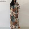 ZANZEA Женское летнее платье с принтом, повседневное, с V-образным вырезом, свободного кроя, с рукавом 3/4, длинное