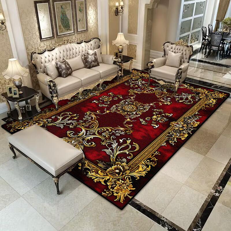 Ретро Красная ковровая дорожка Нескользящий Парадный Гардероб Домашнее украшение Роскошный Европейский стиль Большой ковер Моющийся Гостиная Легкий Роскошный коврик
