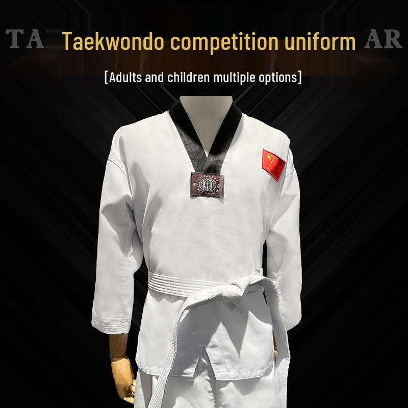 Взрослый и детский костюм для тренировок по тхэквондо - с длинным/коротким рукавом, летний/осенний, полосатый дизайн с возможностью нанесения индивидуальной печати