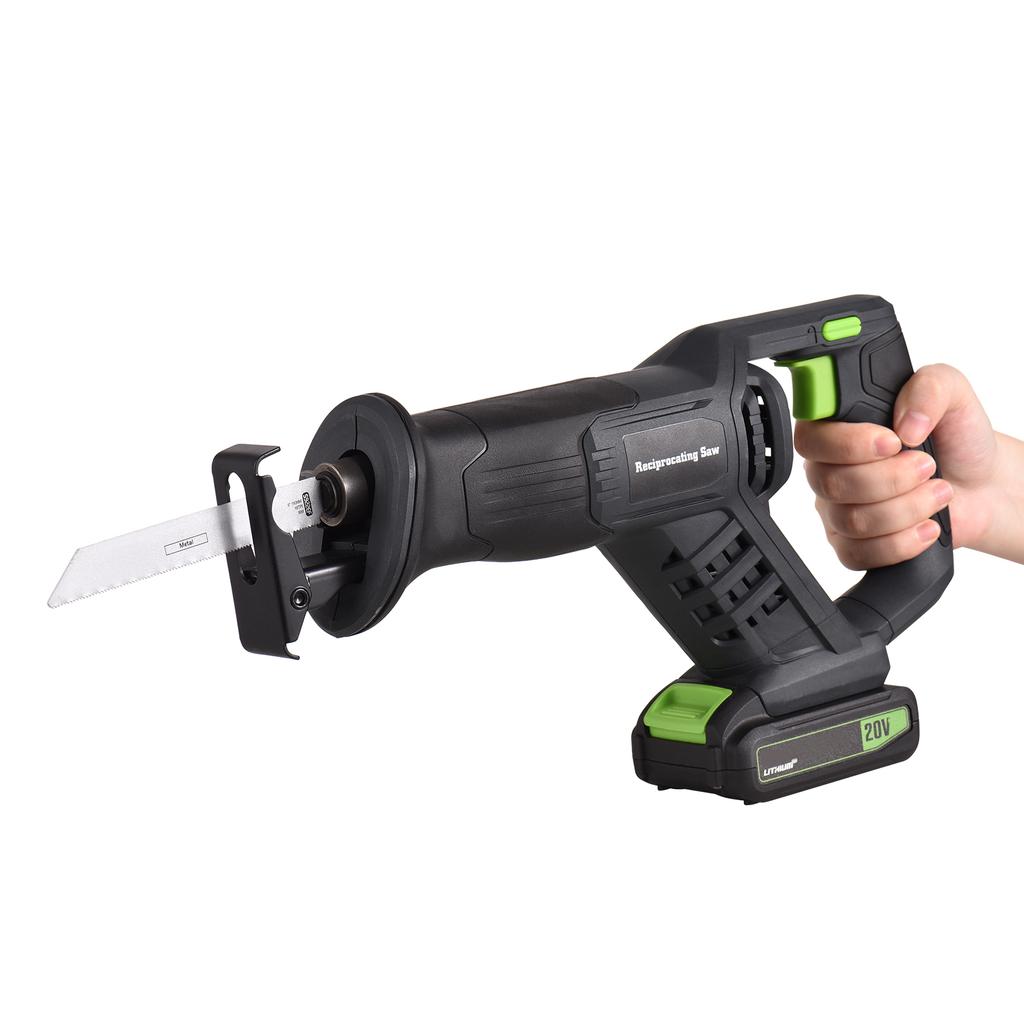 Аккумуляторная сабельная пила 20 В, ручная электрическая пила с переменной скоростью, 3000 об/мин, быстрая батарея 2,0 Ач