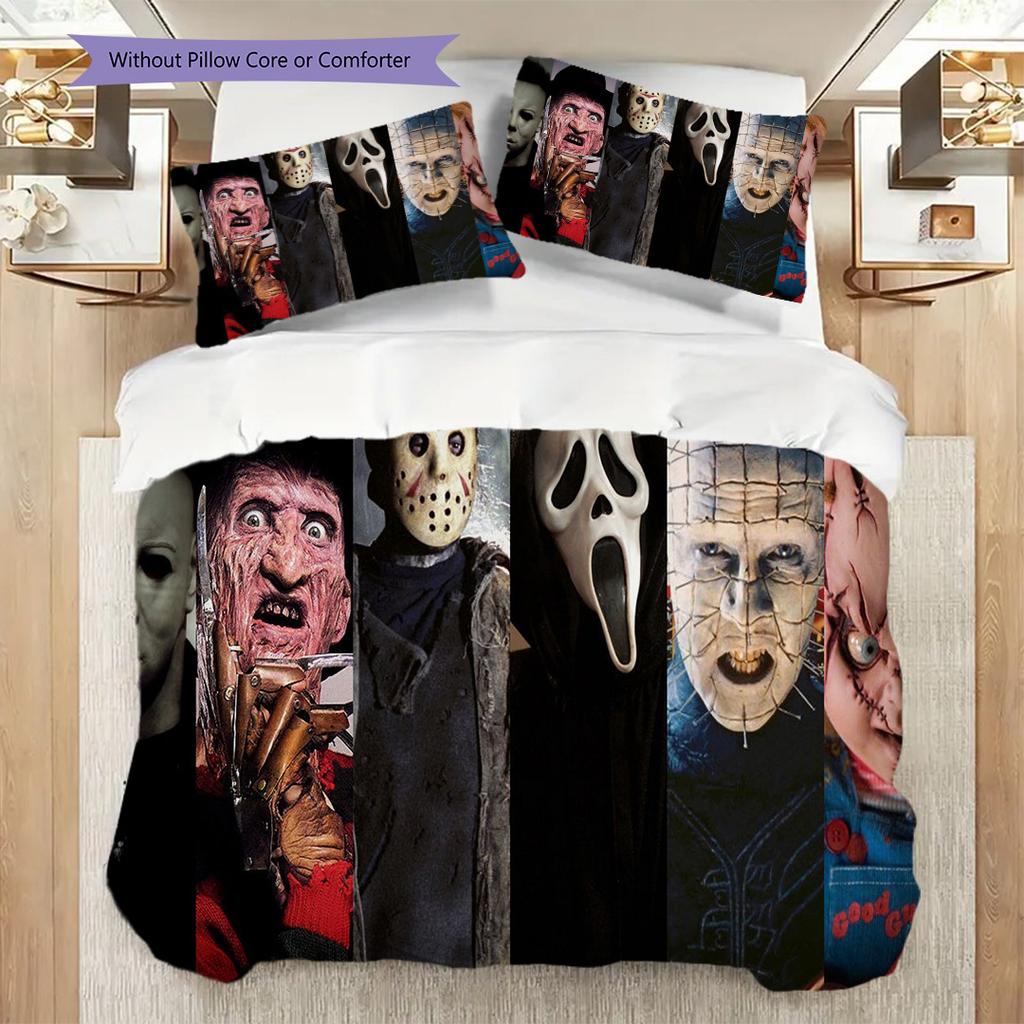 Halloween Horror Characters Comforter Set Threepiece Set 1 Duvet Cover 2 Pillowcase Without Core Duvet Cover And Pillowcase