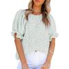 Summer Women's T-shirt Tops Women's Print Bubble Sleeve Set Head Round Neck Short Sleeve
