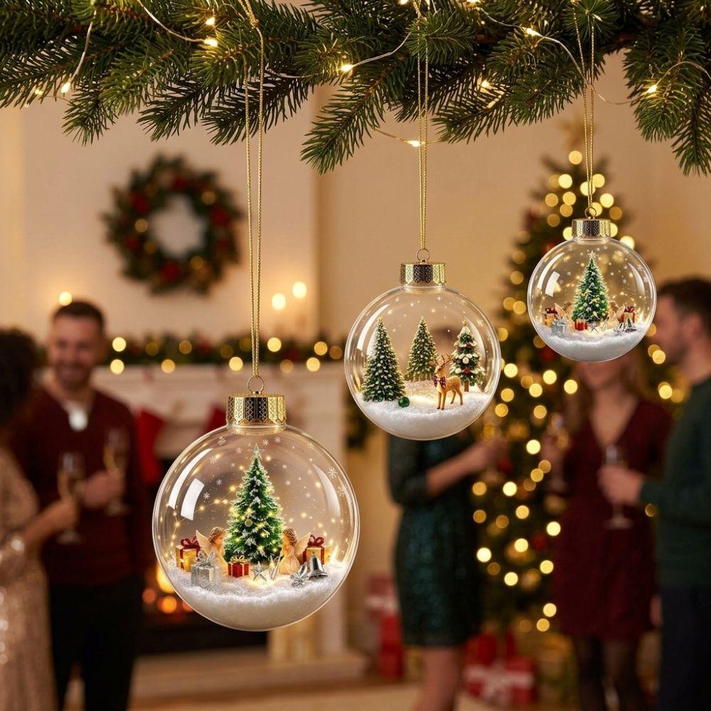 Warm LED Lighted Christmas Ball Ornament LED Interior Christmas Sphere Christmas Tree Decor