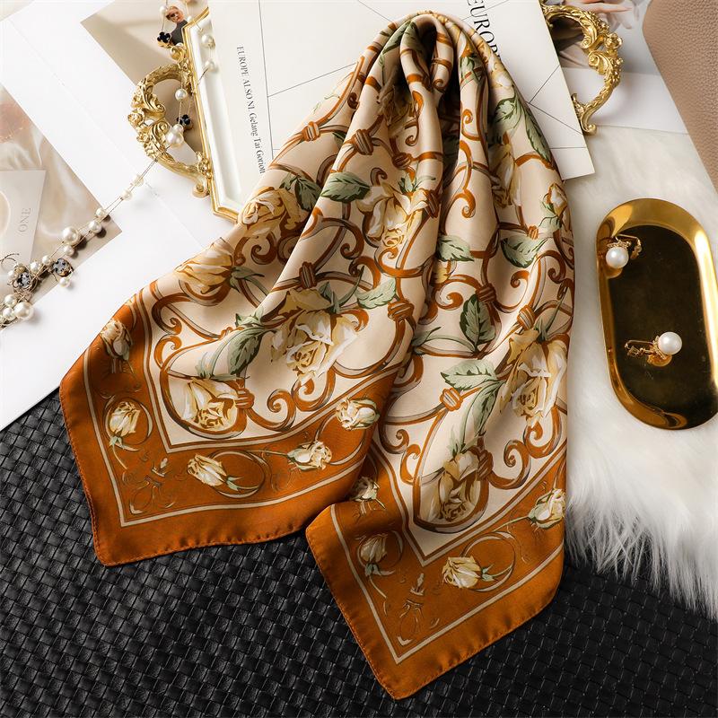 70 * 70cm New Silk Small Square Scarf For Women'S Neck Protection Professional Scarf Versatile Hair Tie Headscarf Scarf