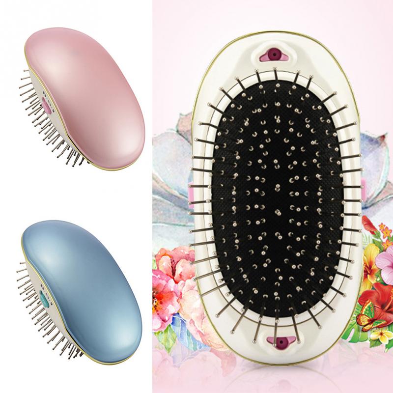 Electric Ionic Mini Ion Vibration Hair Brush Comb Hairbrush Head Scalp Massager Wide Tooth Comb