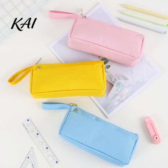 Solid Color Stationery Bag for Teens Pencil Case with Zipper And Handle, Durable Oxford Large Capacity Storage Rulers Organizer, Portable Lightweight