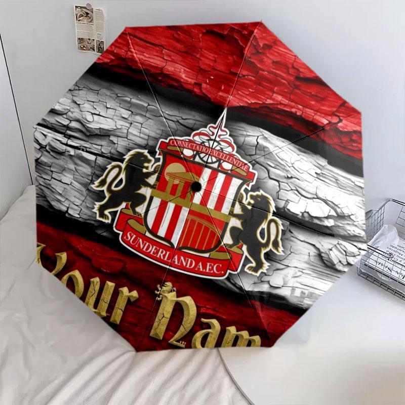 1 PC Automatic Folding Umbrella - Sunderland A.F Custom Name Pattern, Portable & Foldable Design with 8 Ribs, Christmas Birthday Gifts