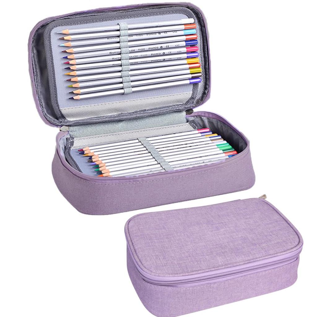 Пенал большой вместимости для карандашей и ручек Triple 72, канцелярские товары, для макияжа, цветной, художественный, для хранения мелочей, для художественного бизнеса, фиолетовый кейс, 3-этажный,