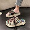 Fashion Canvas Graffiti Women's Slippers and Ladies Sandals New Collection H Sandal 2025 Trend Summer Slides Sale Original Stylish Shoes