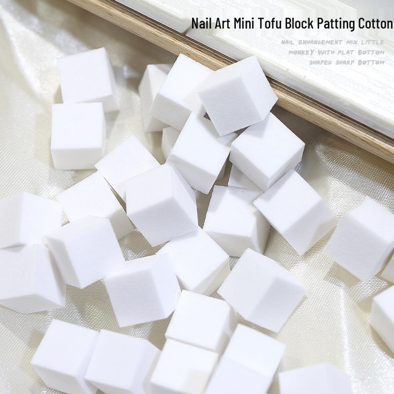 Mini Tofu Block Sponge Nail Art Tool Set: Gradient Ombre Blush Nails with Metal Grabber Clips