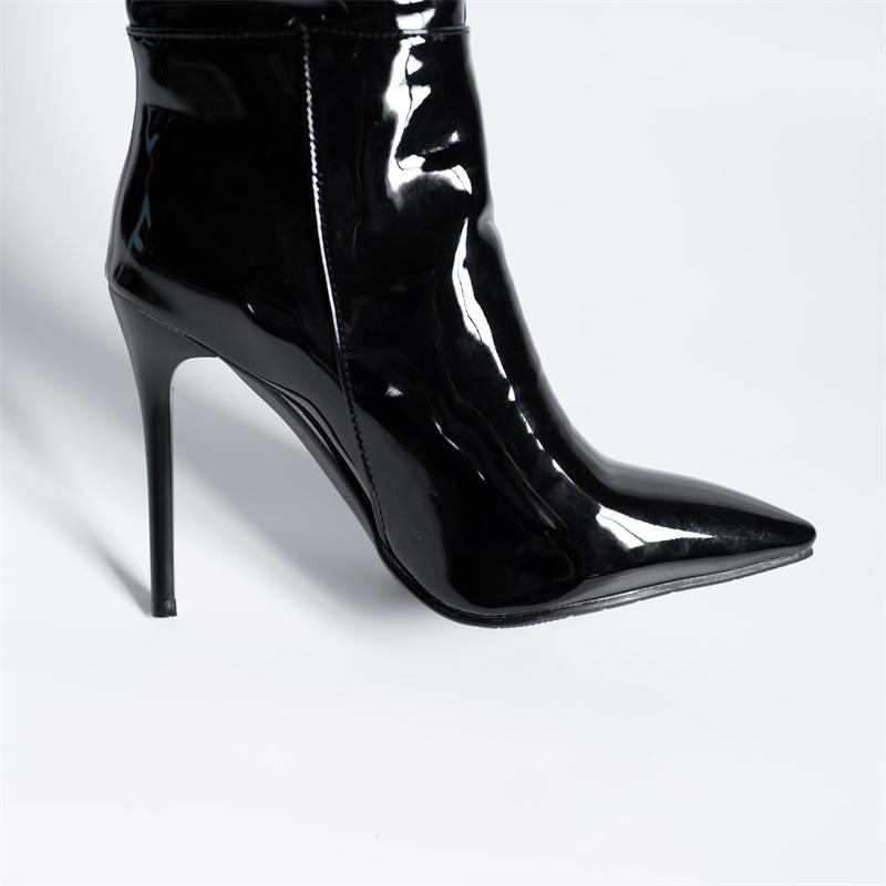 Высокие сапоги женские из лакированной кожи, сексуальные зимние высокие длинные туфли для вечеринок, женские, 2024, новые тенденции, черные сапоги выше колена