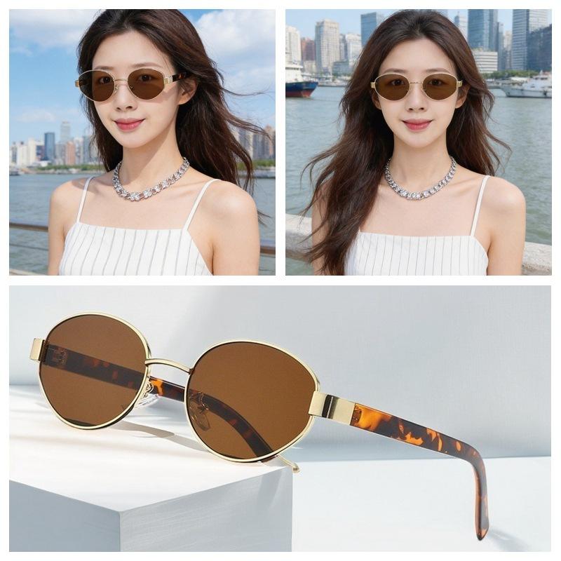 Retro Money Style Metal Oval Sunglasses Women 2026 New Sunscreen UV Protection Hong Kong