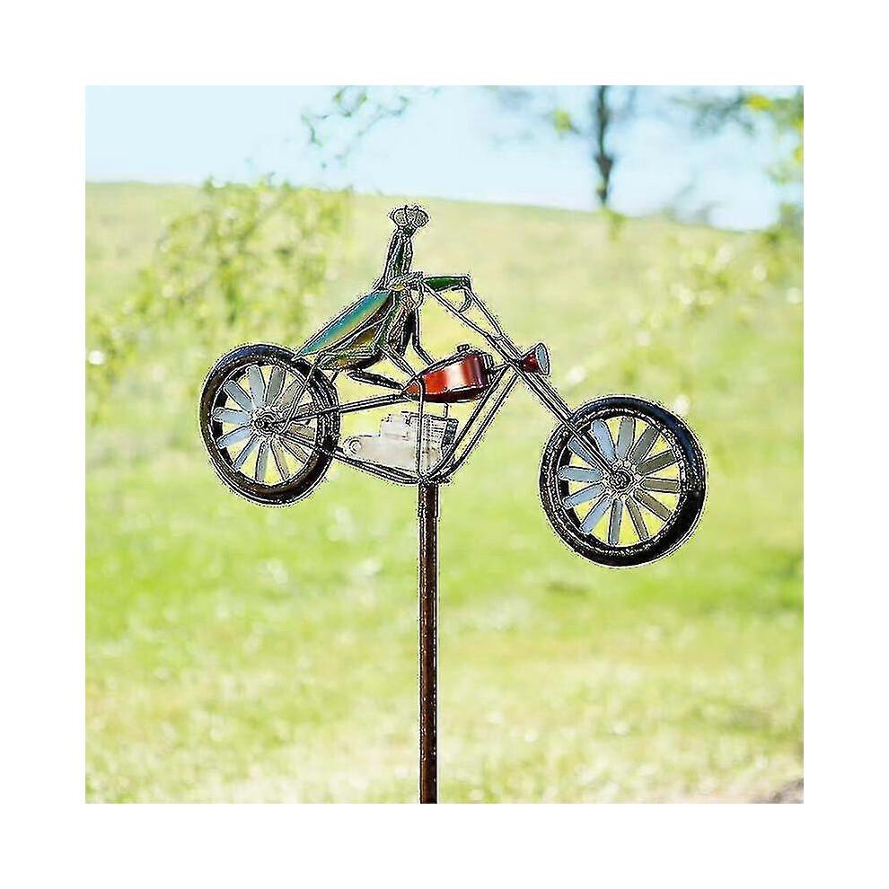 (Frog) Vintage Bicycle Metal Wind Spinner - Garden Yard Lawn Decoration