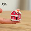 Resin Micro Landscape Christmas Miniature House Figurine, Snow Village Statue, Tiny Building Model Ornament for Fairy Garden, Moss Landscape,