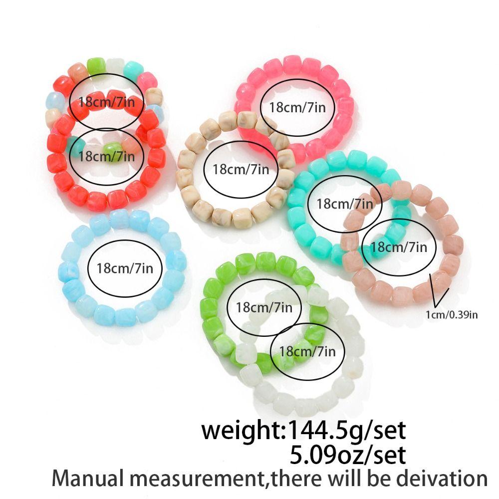 4Pcs Multicolor Round Bangles Marbling Cuff Bracelet Set Vintage Beads Bracelet Set Jewelry