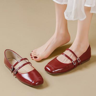 Модные балетки с двойным ремешком, туфли Мэри Джейн, женская обувь Лолита, весенние балетки, женские лоферы с мелким подъемом, мокасины для босой ноги, женская обувь для невесты