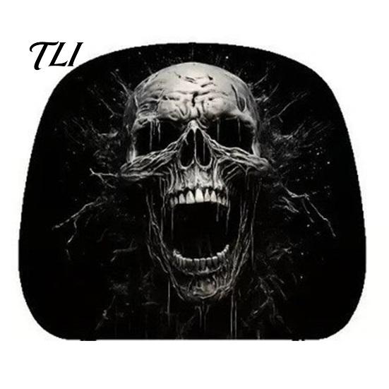 Soft Fabric Auto Headrest Covers Funny Car Covers, Ghost Skull Print Universal Fit Interior Decor Seat Protector, Breathable Accessories Unique