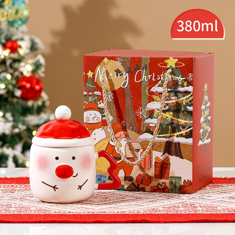 Creative High-Value Christmas Ceramic Cup With Lid Household Cute Couple Gift Water Cup Souvenir