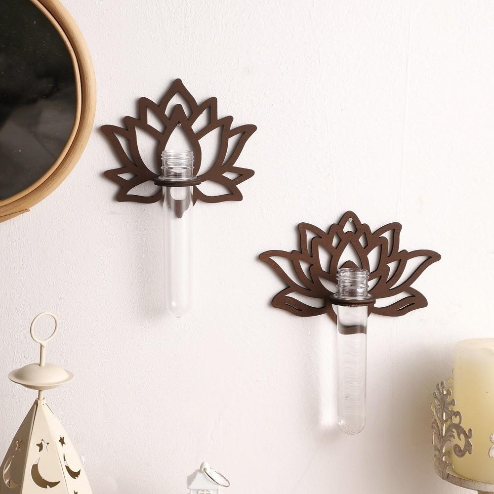 Wooden Lotus Shape Planter Holder Home Ornaments Wall Decoration Minimalist Flower Pot Living Room