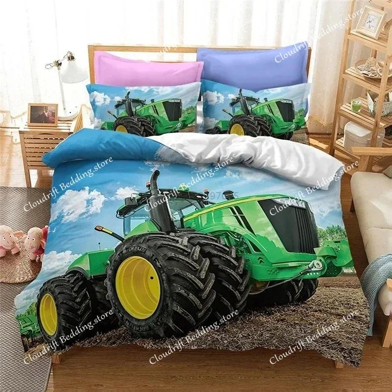 Farm Tractor Bedding Set Duvet Cover Set with Pillowcase Home Textile Twin Full Queen King Bedclothes for Family Home Decor
