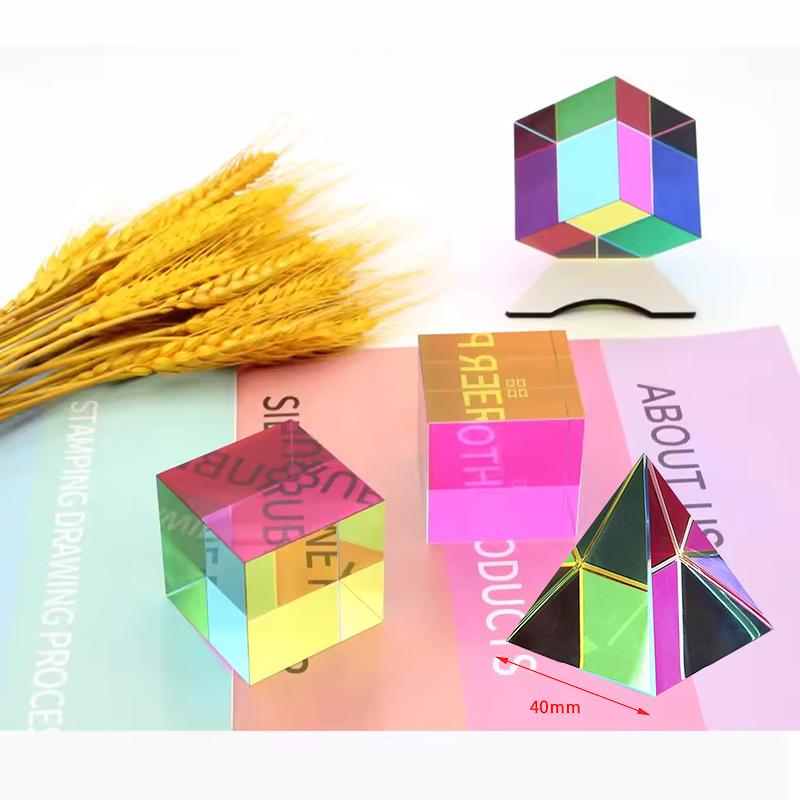 40 мм 1,57 дюйма Цветной Кубический Призма Три Первичных Цвета Популярная Наука Оптический Эксперимент Образовательные Игрушки Дом Неокубы Игрушка
