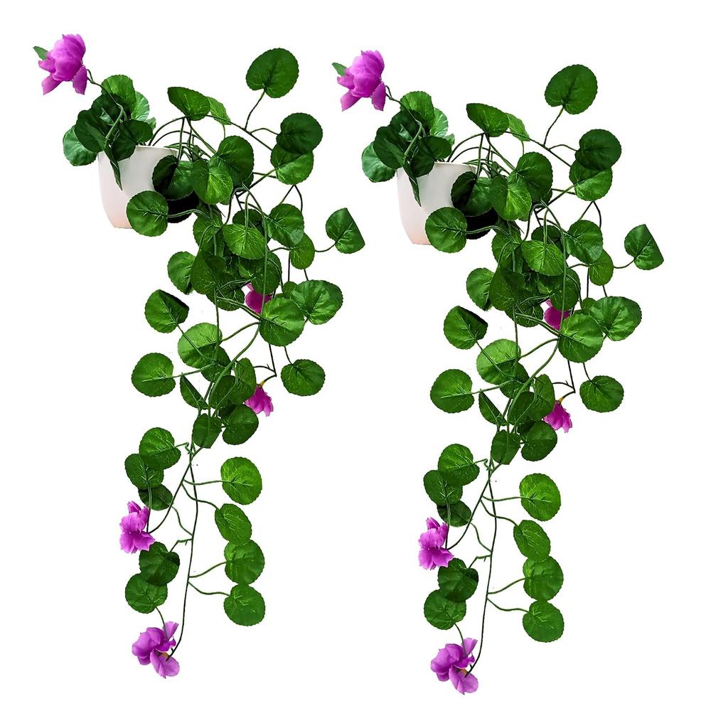 Plastic Artificial Flower Vine Plants, Falling With Small Size Pot - 45 Cm
