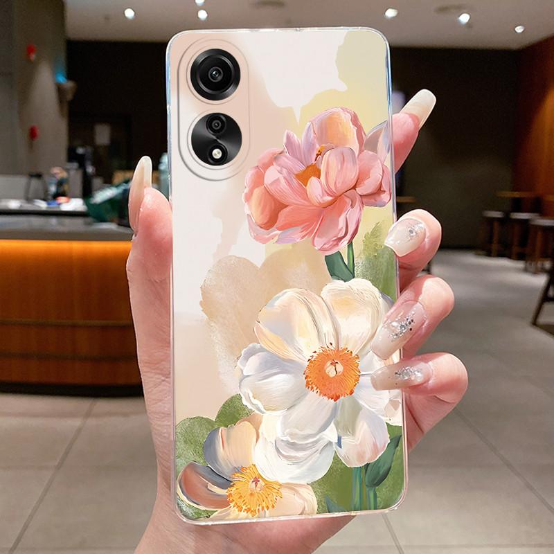 Чехол для OPPO A78 4G 5G A98 F23 A1X Цветок Бабочка Чехлы для Телефона Для Oppo A98 Мягкий Силикон Capa Прозрачный ТПУ Гелевая Крышка