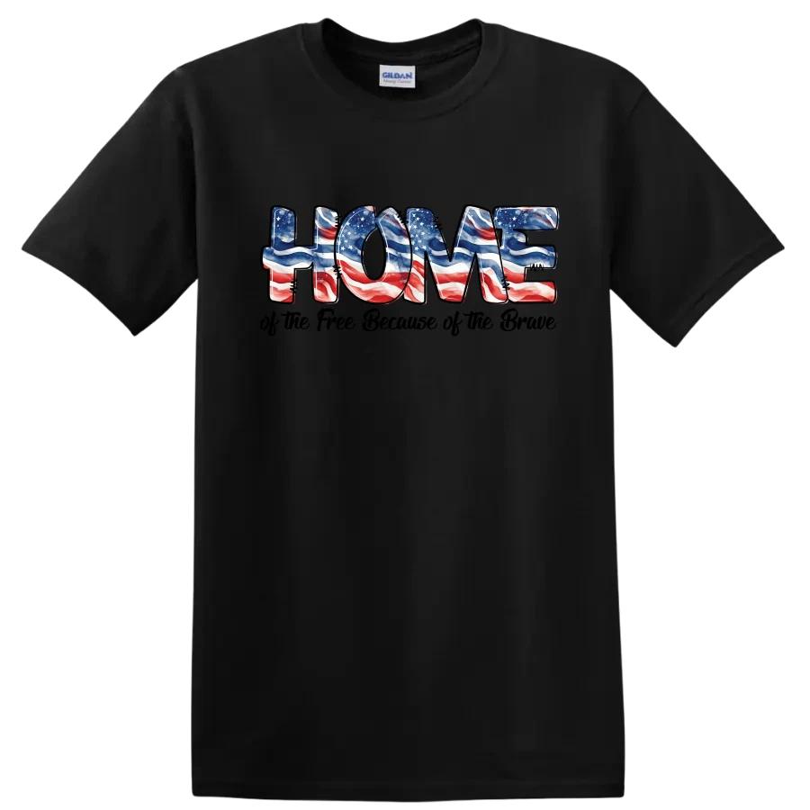 Home American Flag T Shirt Patriotic Tee Independence Day Red White Blue