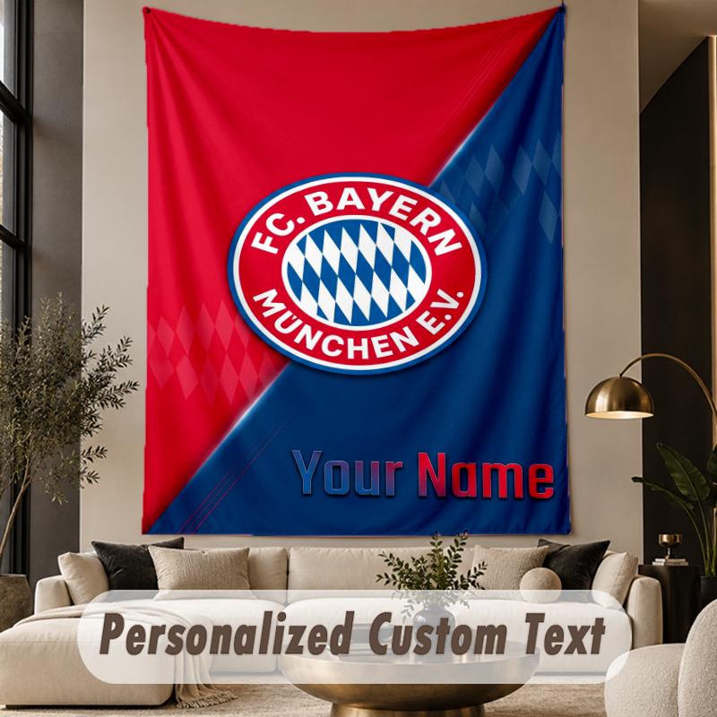 Custom Text Tapestry Bayern Munich Print Wall Tapestry Indoor Living Room Wall Decor