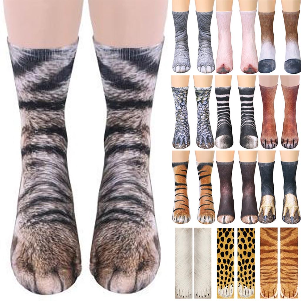 Unisex Adult Children 3D Print Animal Foot Hoof Paw Print Sock Novelty Crew Socks Tube Mid Stockings