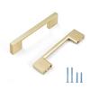 Pack of 10 Brushed Brass Gold 3-Inch Square Cabinet Pulls Solid Metal Drawer Handles for Kitchen Cupboards Dressers Vanities with Smooth Polished Edg