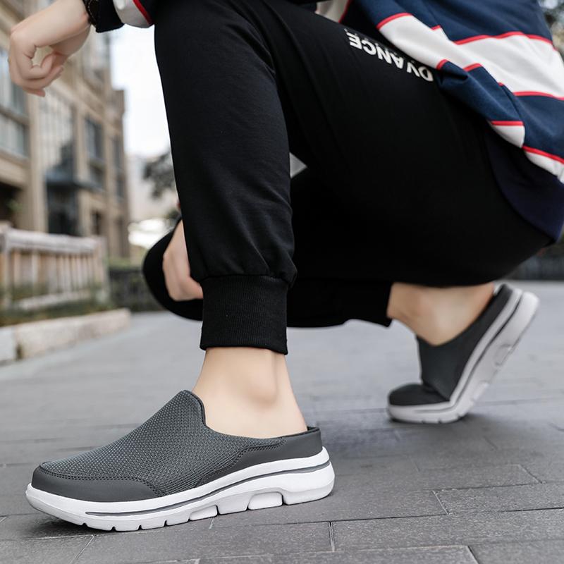 Мужские/женские внутренние тапочки, мужские полутапочки, летние дышащие мужские туфли в сетку, черные мужские туфли Mueller