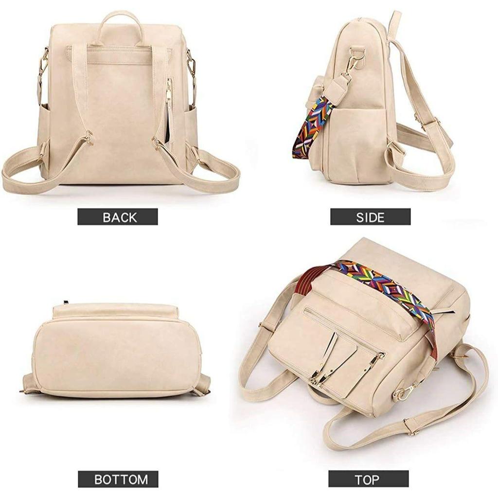 Premium Leather Convertible Backpack Handbag Sling Bags for Women