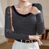Navava Women Ribbed U Neck Long Sleeve T shirT nT3000