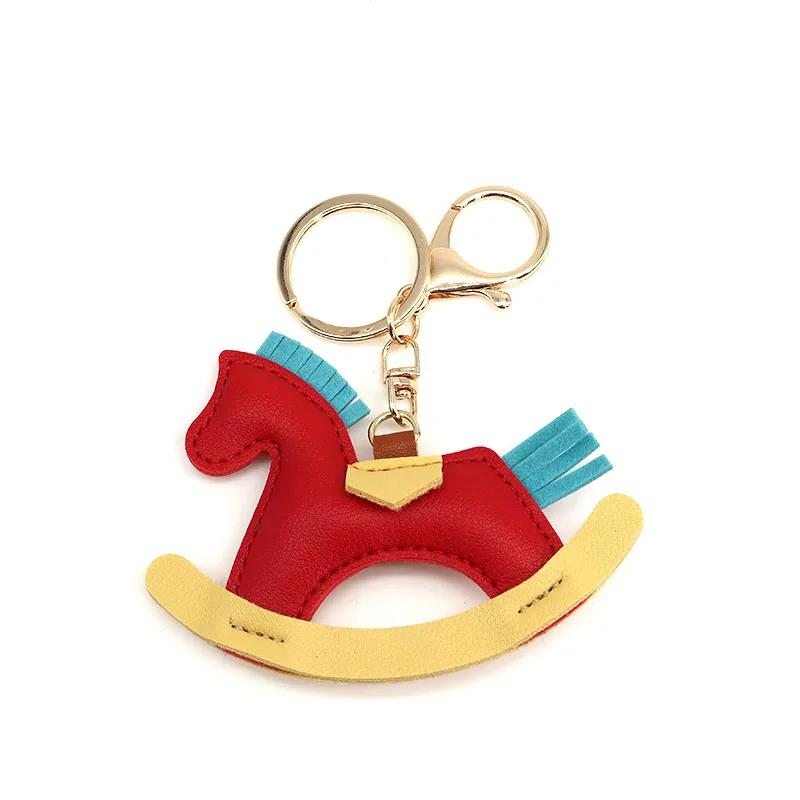 Women's Bag Charm Decoration Bag Pendant Cartoon Rocking Wooden Horse Women's Leather Bag Charm Key Chain Cute Bag Accessories Gifts