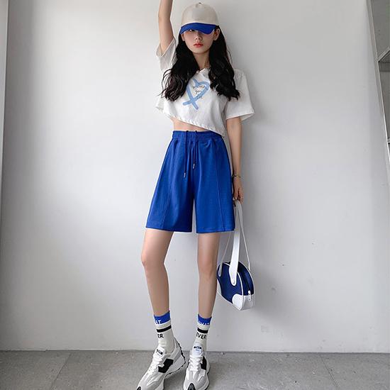 Летние быстросохнущие спортивные женские шорты из ледяного шелка, тонкие, тонкие, свободные, с высокой талией, широкие брюки средней длины, модная женская одежда