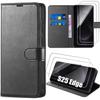 Case for Samsung Galaxy S25 Edge - BOOLING - Flip Case Synthetic Leather Black - 2 Tempered Glasses