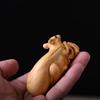 Wood Carving Zodiac Rat Attracting Wealth Sculptures Figurines Cute Small Animals Home Room Office Wealth Luck  Decor