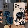 Роскошный чехол для телефона с ледяно-голубой розой для iPhone 16 15 Pro Max 14 13 12 11 Mini XS XR X SE 16 Plus SE 2 Ударопрочный силиконовый чехол