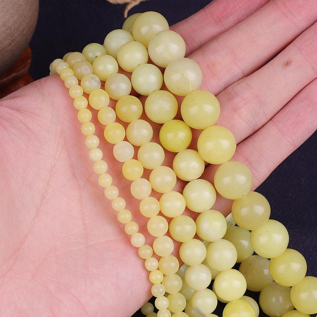 Lemon Jade Natural Stone 4/6/8/10/12MM Round Loose Beads For Jewelry Making DIY Bracelet Necklace Accessories