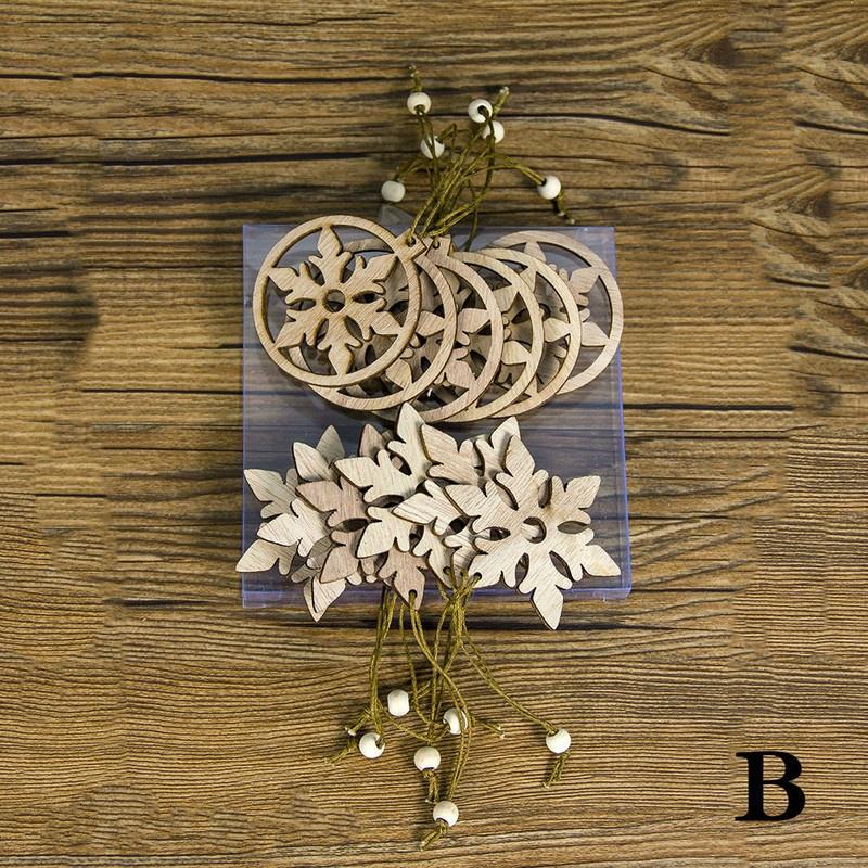 12pcs Christmas Wooden Hollow Hanging Ornament Christmas Tree Hanging Pendant Decor