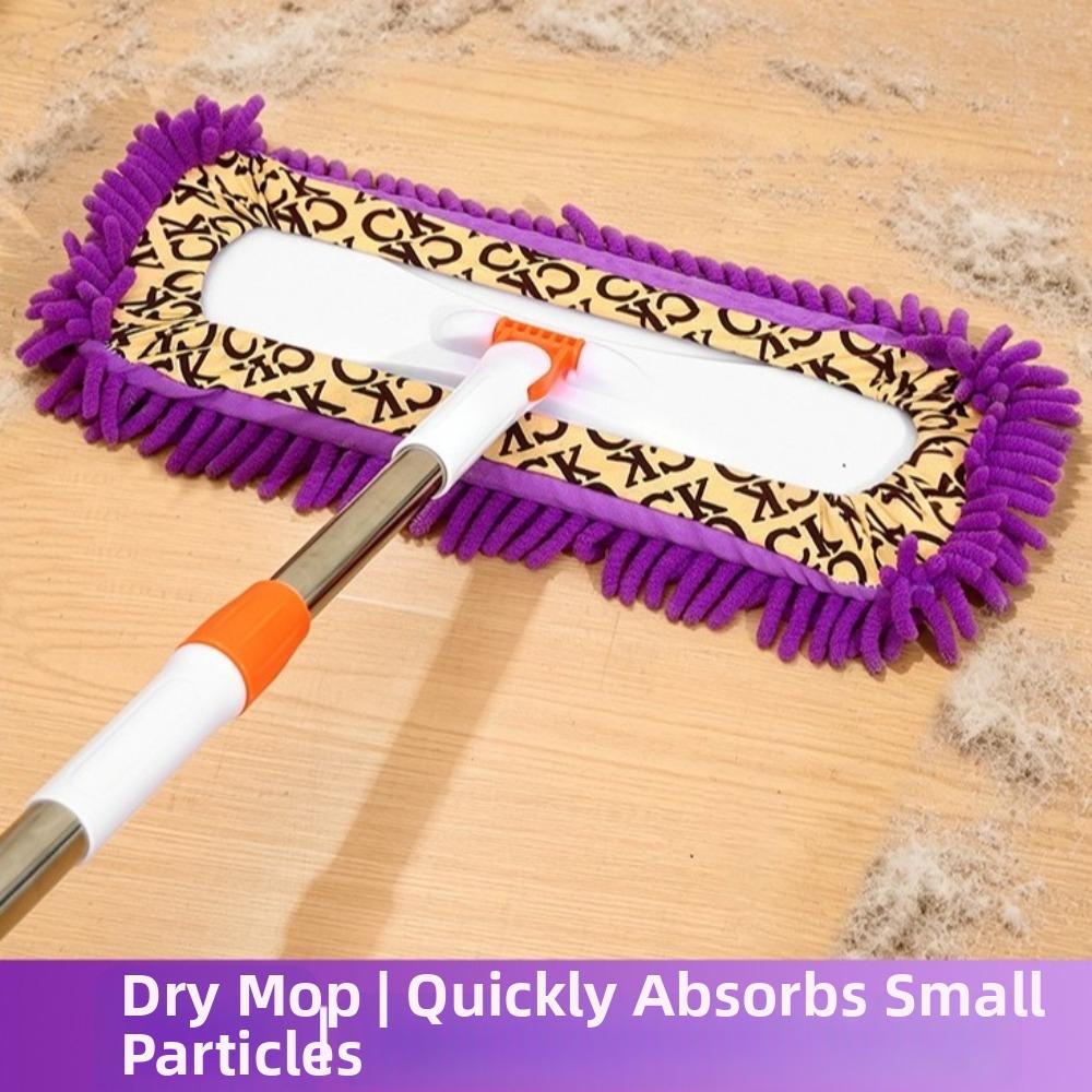 Stainless Steel Pole Flat Mop Retractable Floor Cleaning Tool Water-Absorbing Mop Household Use