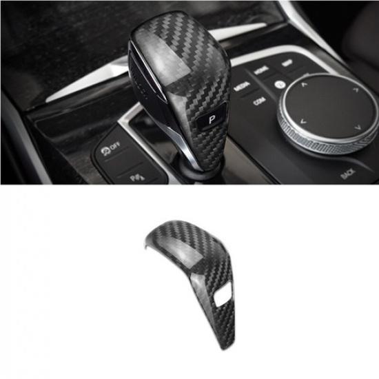 Real Dry Carbon Fiber Gear Shift Knob Trim Cover For BMW 3 Series G20 -