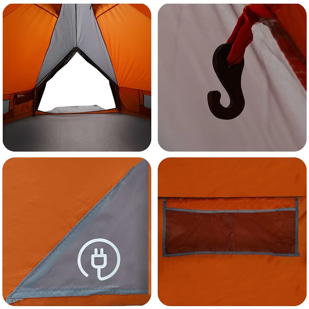 Teepee Tent for 4 Persons Grey and Orange 388 x 320 x 169 cm