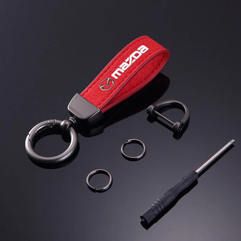 2025 Hot New Women Men Luxury Car KeyRing Suede Leather Car Keychain For Mazda 3 6 Atenza Protege Cx9 Cx7 Cx5 Rx8 Rx7 Mx5 Speed