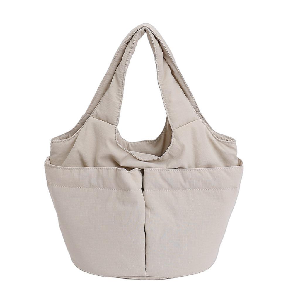 Multi-pouch Simple Commuting Tote Bag Large Capacity Solid Color Handbag Folded Bucket Bag Unisex