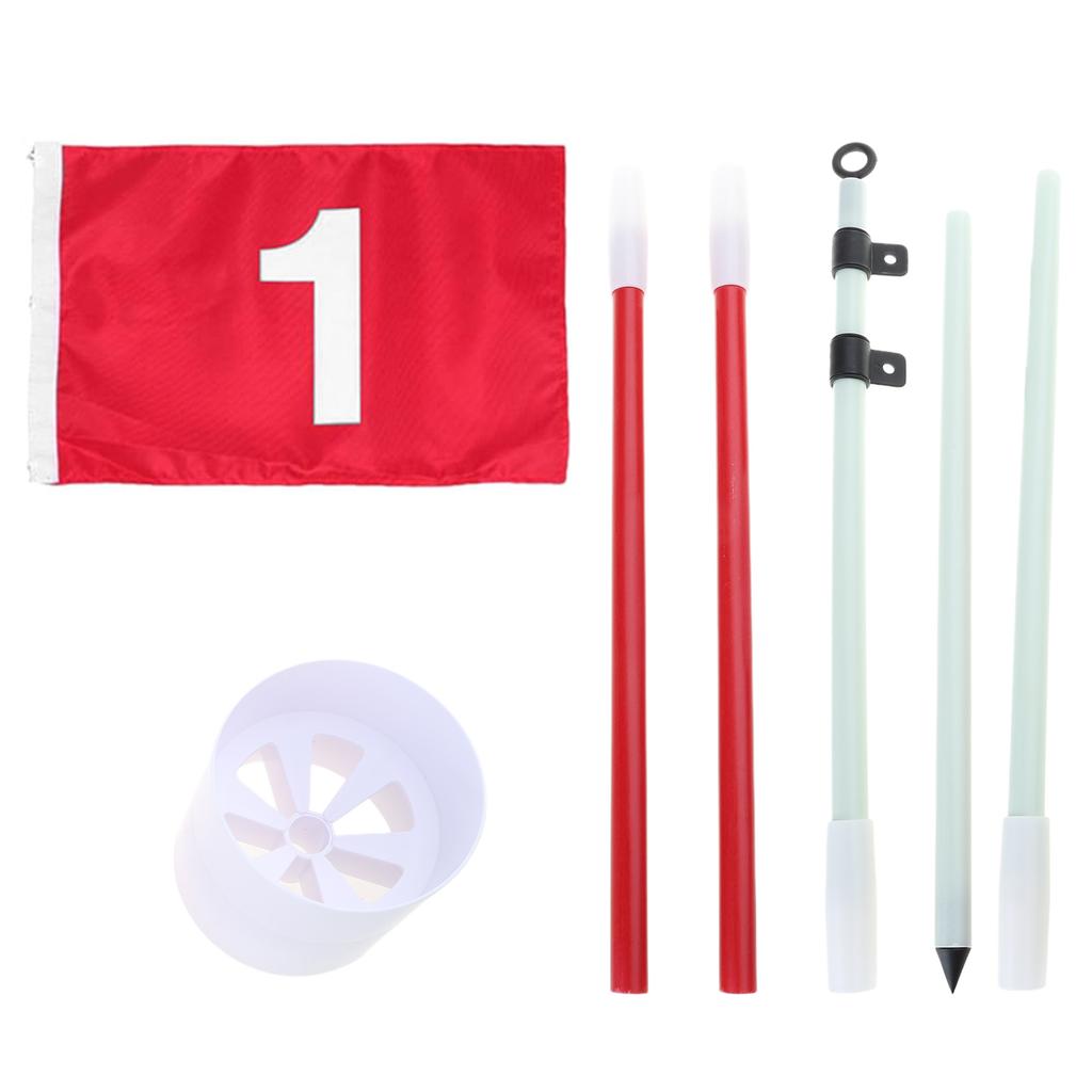 Golf Hole Cup Nylon Golf Flags Set Portable Flagstick Putting Green Flag Double-Sided Numbered Golf Flags and Hole Cup