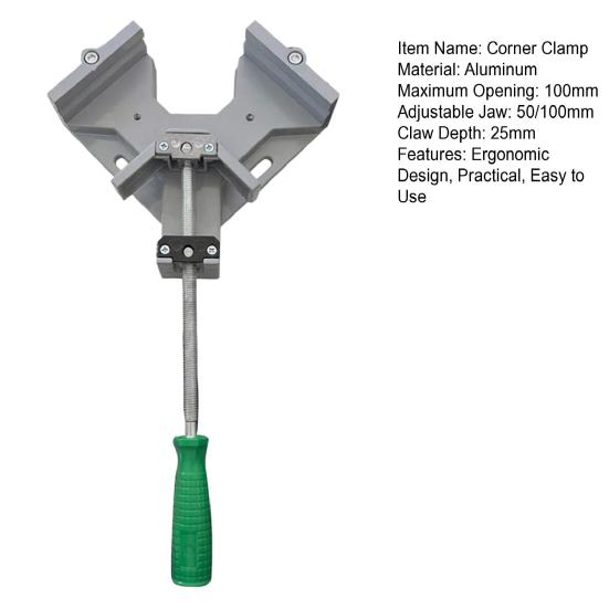 Угловой зажим 90 градусов Инструмент для деревообработки Эргономичная ручка Регулируемая губка Рама из алюминиевого сплава Угловой зажим Прямоугольный зажим