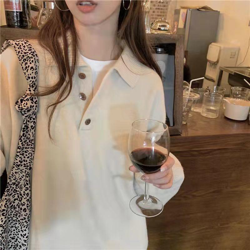 Пуловер, повседневный трикотаж, женский топ, новинка 2022 года, осенне-зимний свободный корейский однотонный женский свитер с длинными рукавами